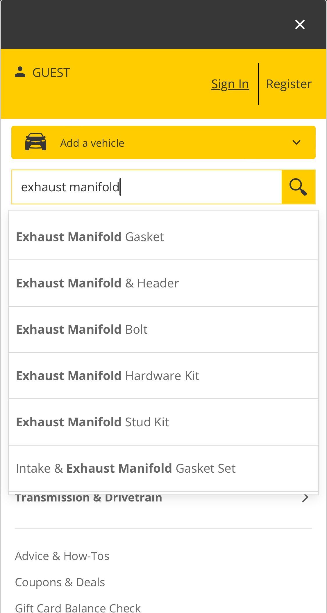 Advance Auto Parts’ Mobile Suggestions 209 of 760